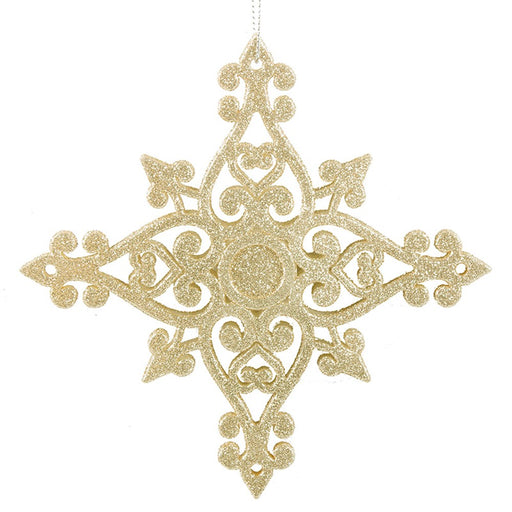 Champagne Glitter Cross Tree Ornament 14cm