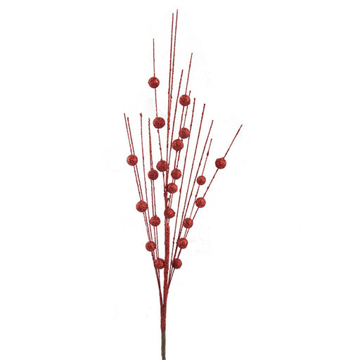 Red glitter decorative stem 65cm