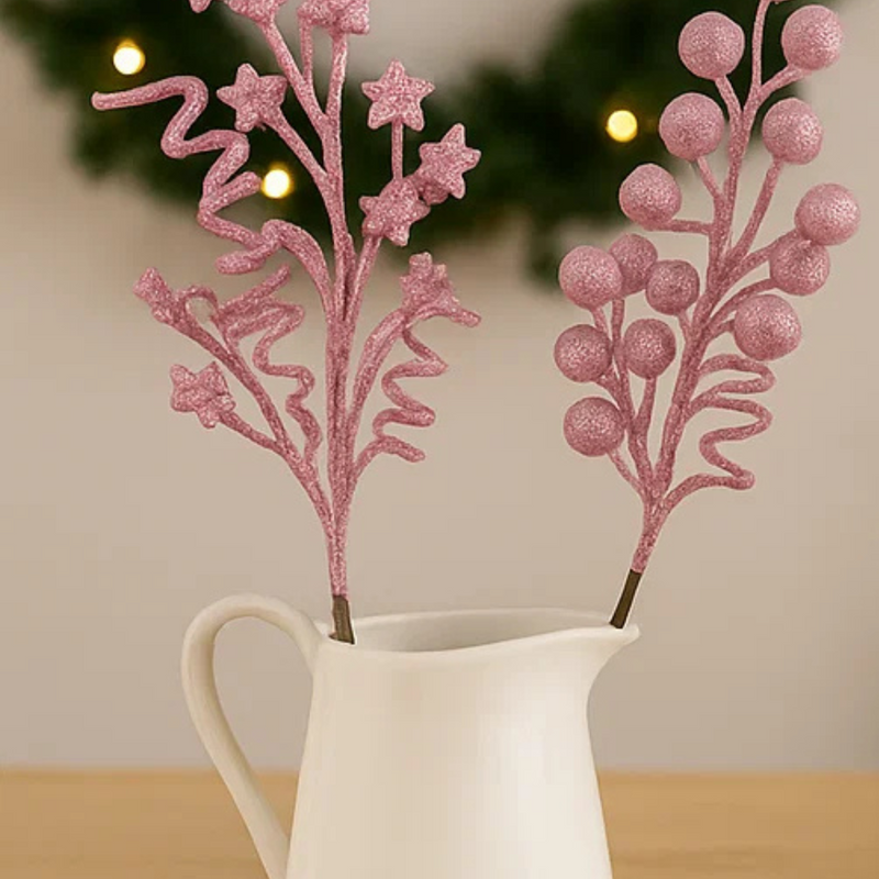 Glitter Stem Pale Pink 55cm