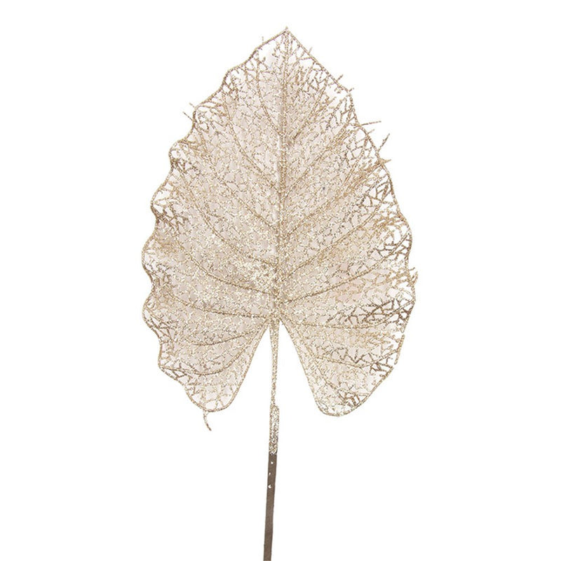 Gold glitter monstera leaf artificial stem