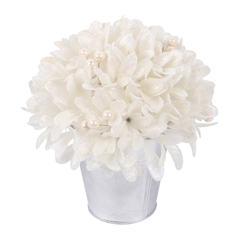 White Mistletoe W/Pearl Berries In Pot 19x19x20cm
