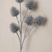 Glitter Pinecones On Stem Silver 51cm – thumbnail