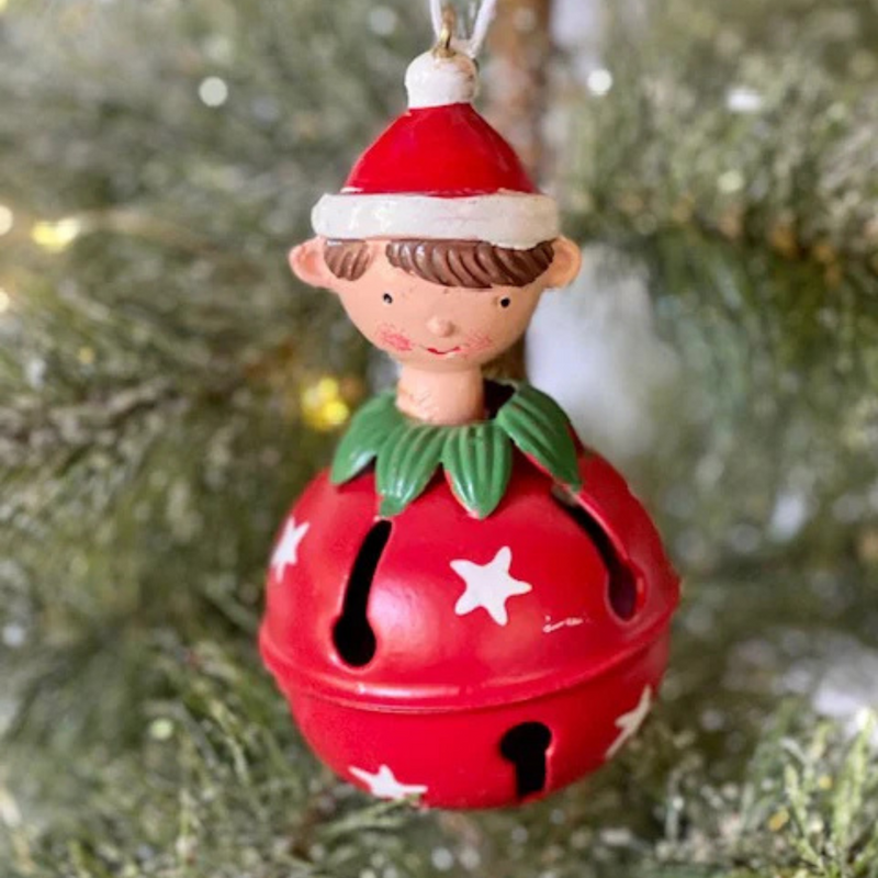 Red Elf Bell Tree Ornament 5x9cm