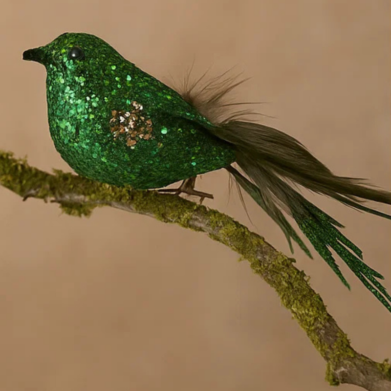 Emerald Bird W/Clip 16cm