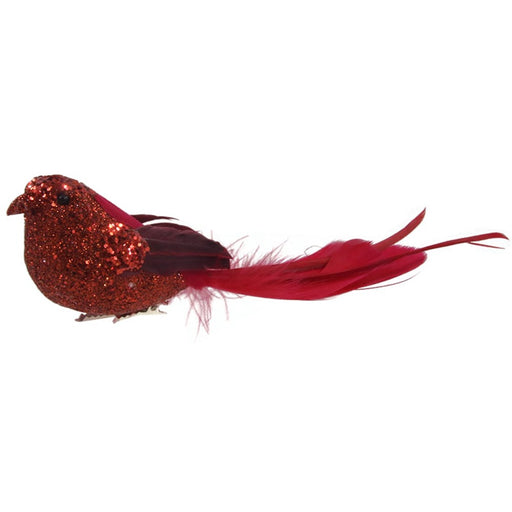 Red bird ornament with clip