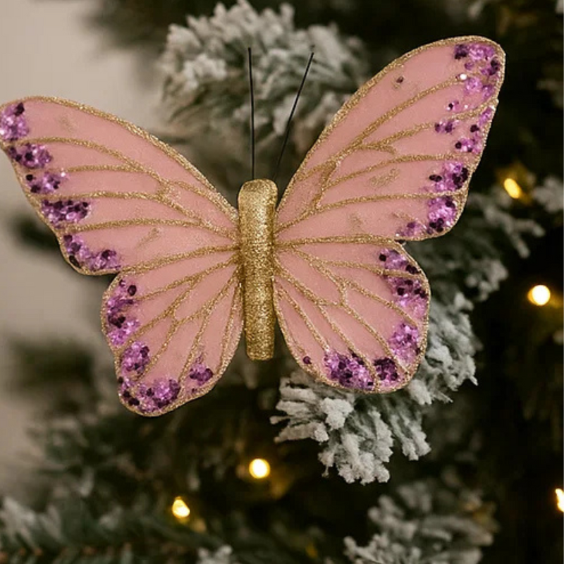 Pale Pink Butterfly With Clip 12cm