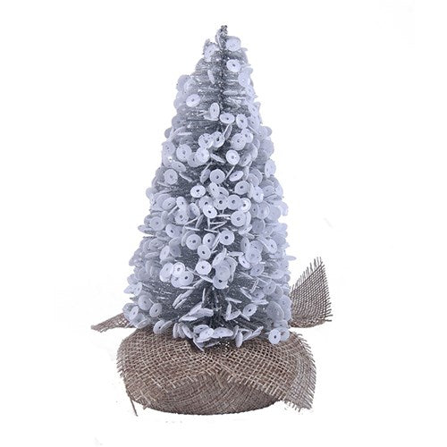 White Sequin Tree 13.5cm