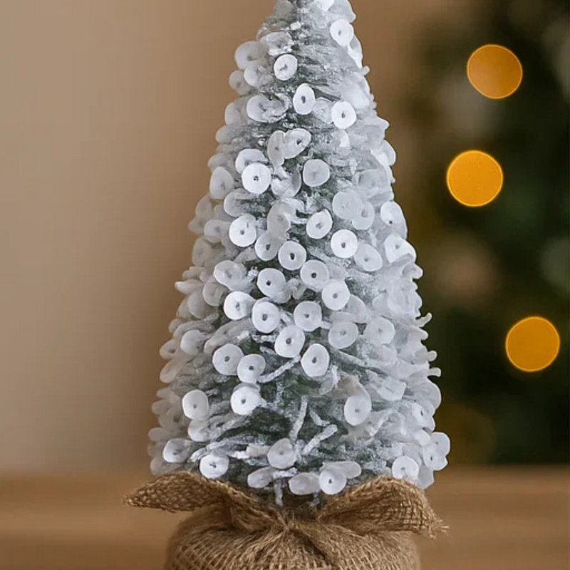 White Sequin Tree 13.5cm