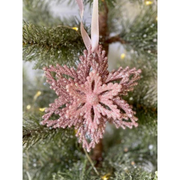 Dusty Pink Glitter Star Tree Ornament 9.5x9.5x3cm – thumbnail