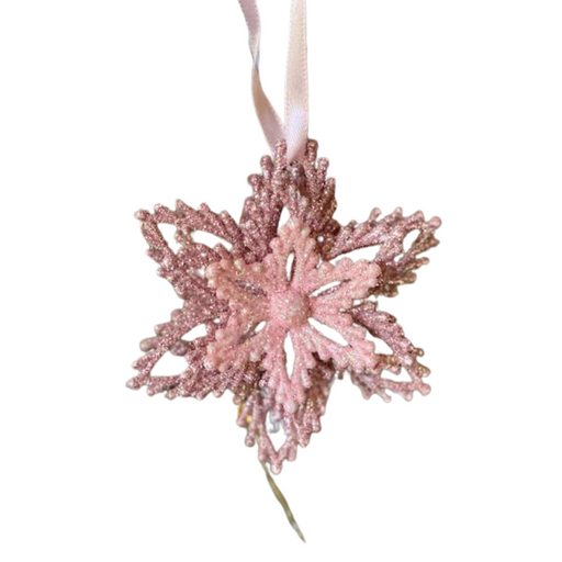 Dusty Pink Glitter Star Tree Ornament 9.5x9.5x3cm