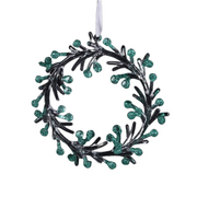 Acrylic Wreath W/Emerald Glitter Tree Ornament 14cm