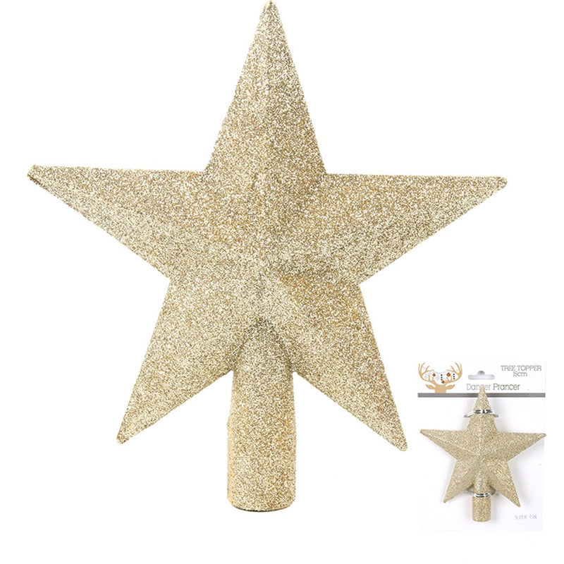 Champagne Glitter Star Tree Topper 15x14cm