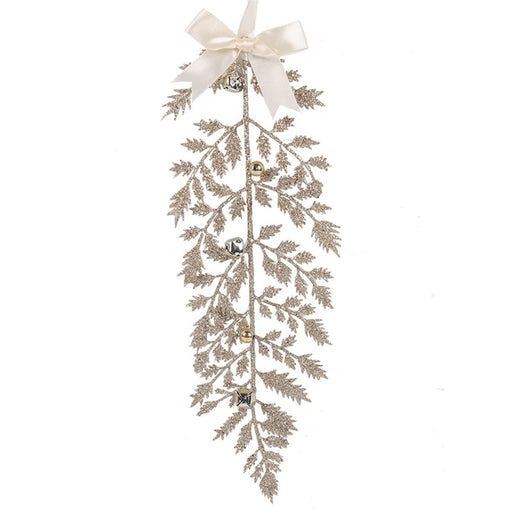 Champagne Glitter Leaf Tree Ornament 30cm