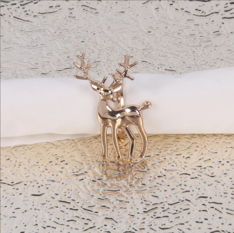 Napkin Rings S4 Gold Reindeer