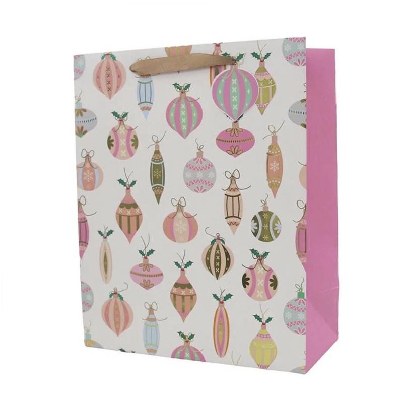 Pastel Bauble Design Gift Bag Med 17.8x22x9.8cm