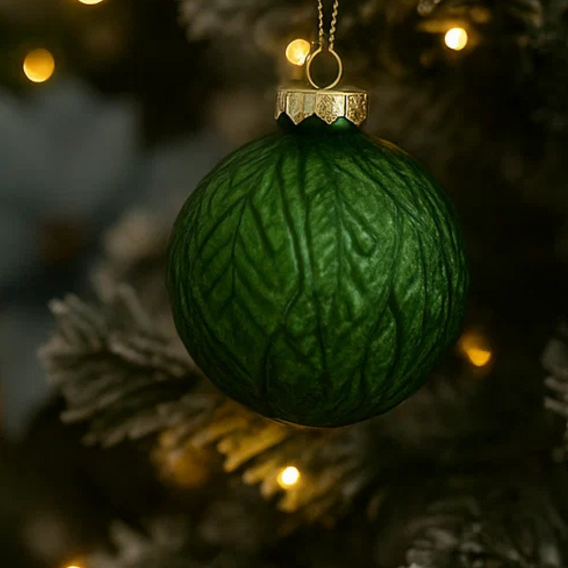 Glass Baubles Antique Emerald Finish 8cm
