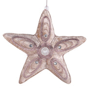 Dusty Pink Velour Applique Star Tree Ornament 17cm – thumbnail