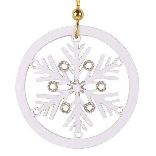 White Snowflake Tree Ornaments 10cm 2 Asstd