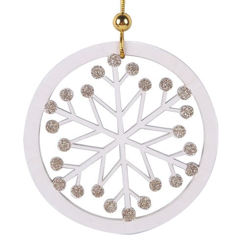 White Snowflake Tree Ornaments 10cm 2 Asstd