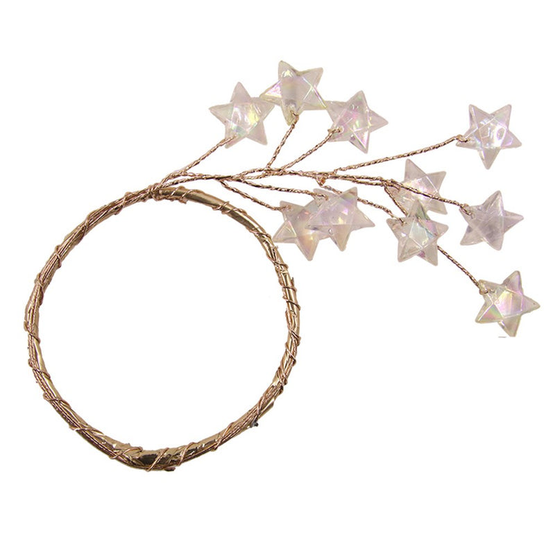 PK4 Clear Star Beaded Gold Wreath 10x6cm