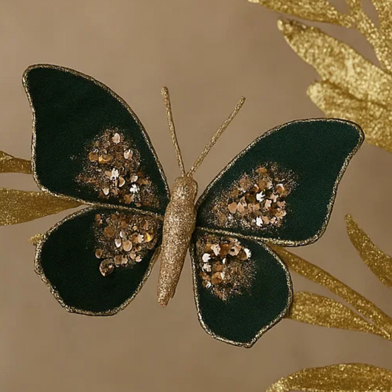 Emerald Butterfly with Clip 13x10x2cm