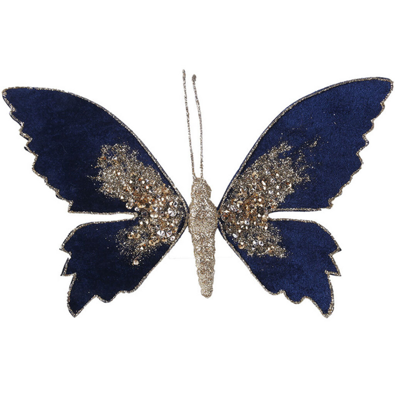 Navy Butterfly W/Clip 22x16xx2cm