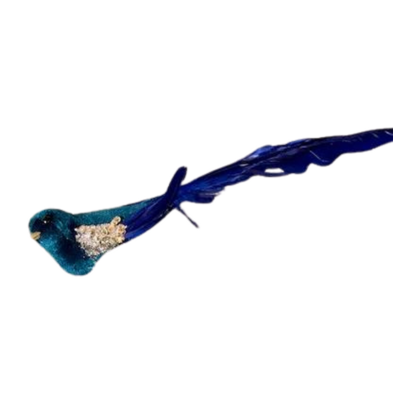 Emerald Velour Bird 5x5x25cm