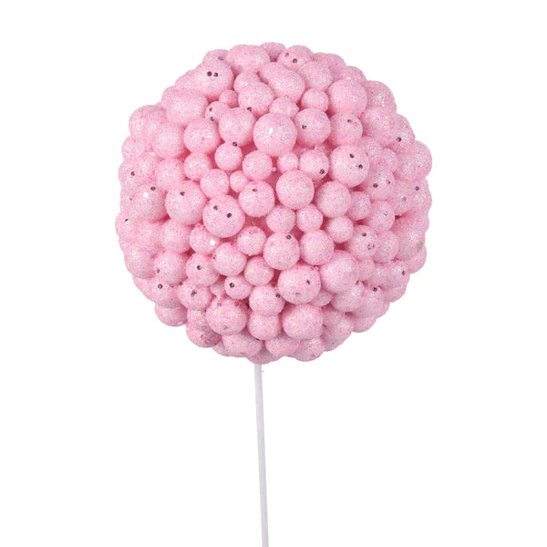 Pink Glitter Ball 12cm W/ 25cm Stem