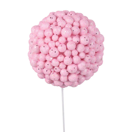 Pink Glitter Ball 12cm W/ 25cm Stem
