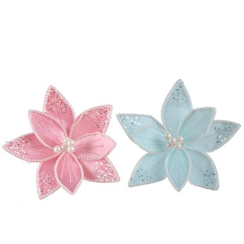 Poinsettia W/Clip (Pink, Blue) 18x15cm