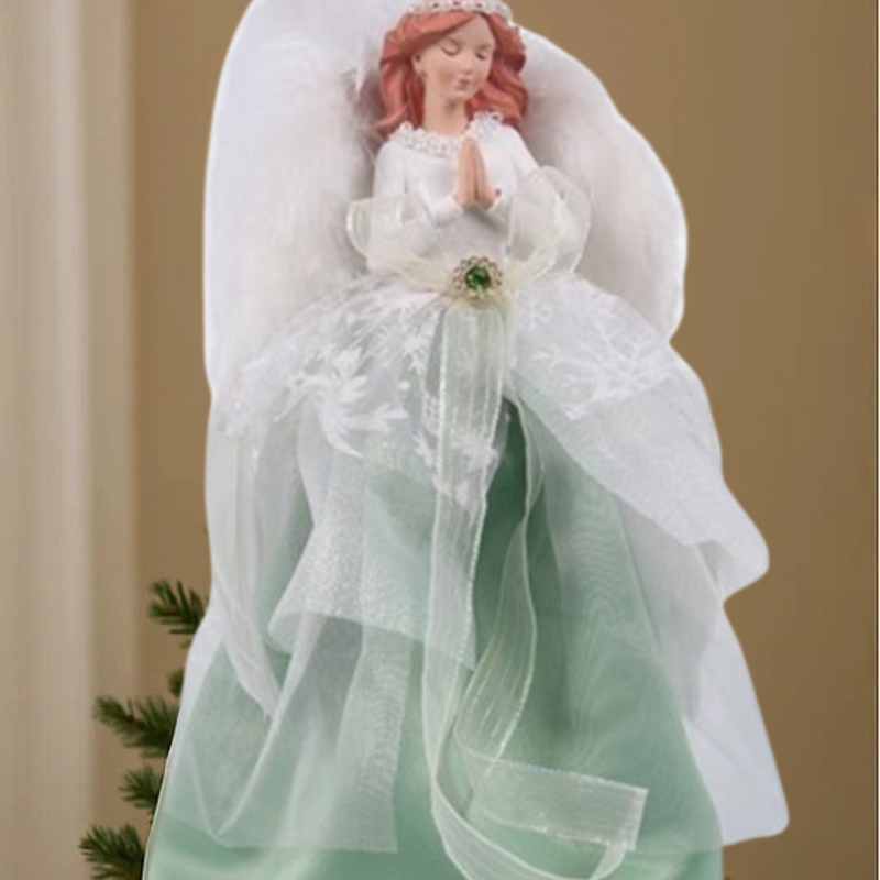 Angel Tree Topper with Mint Gown 28cm