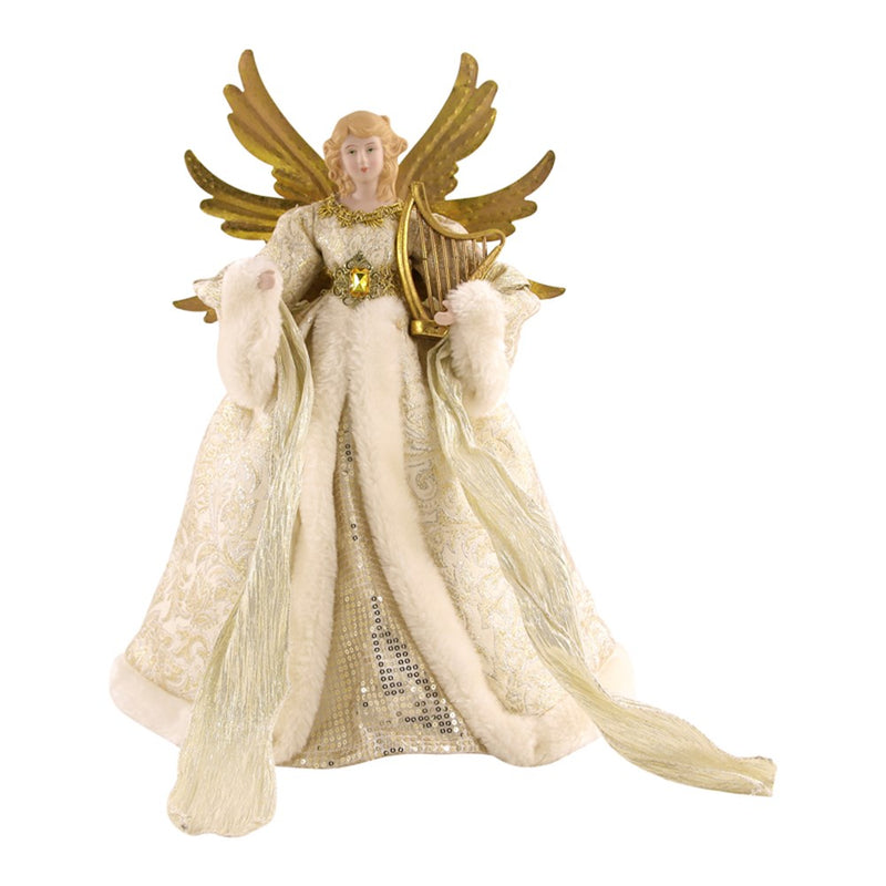 Angel Tree Topper W/ Champagne Ivory Gown 46cm