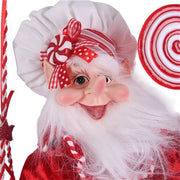 Red & White Christmas Elf On Swing 66cm