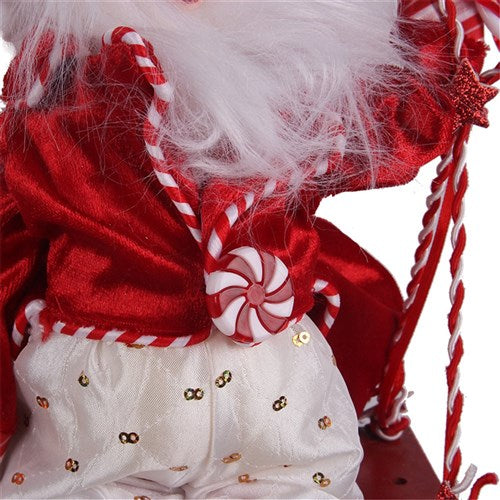 Red & White Christmas Elf On Swing 66cm