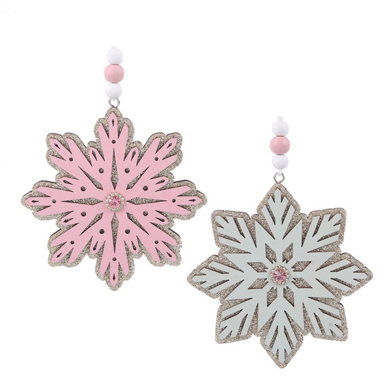 Fairy Floss Snowflake Tree Ornaments 2 Asstd 11x11x1cm