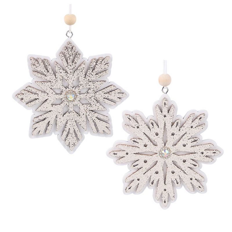 White Snowflake Tree Ornaments 11x11x1cm 2 Asstd