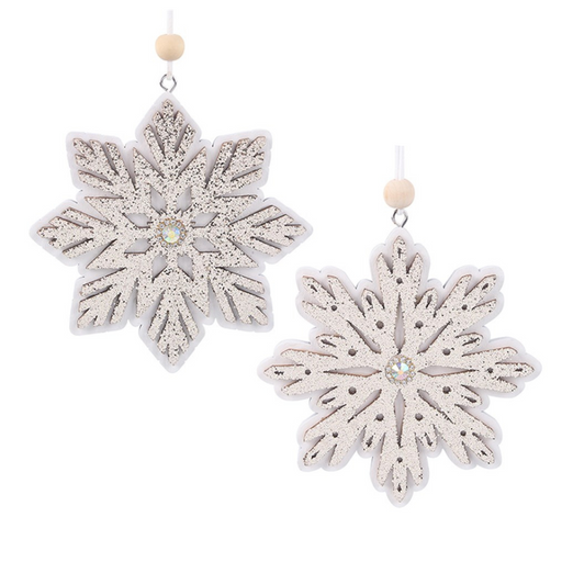 White Snowflake Tree Ornaments 11x11x1cm 2 Asstd