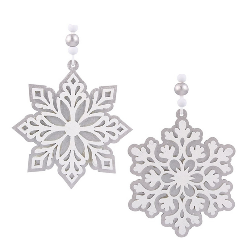 White Snowflake Tree Ornaments 11.5x11x0.5cm 2 Asstd
