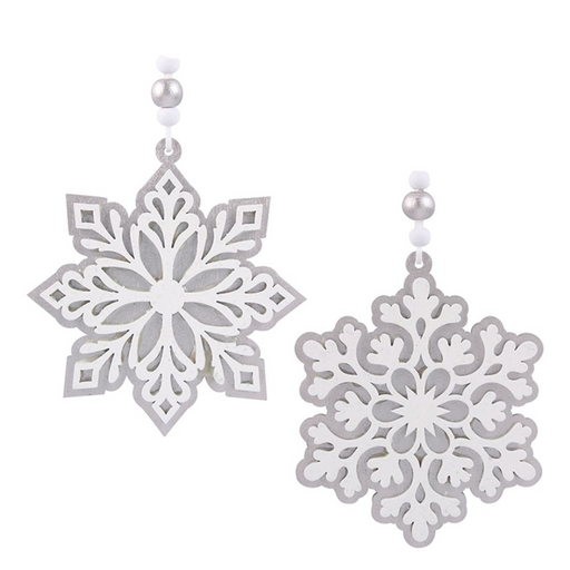 White Snowflake Tree Ornaments 11.5x11x0.5cm 2 Asstd