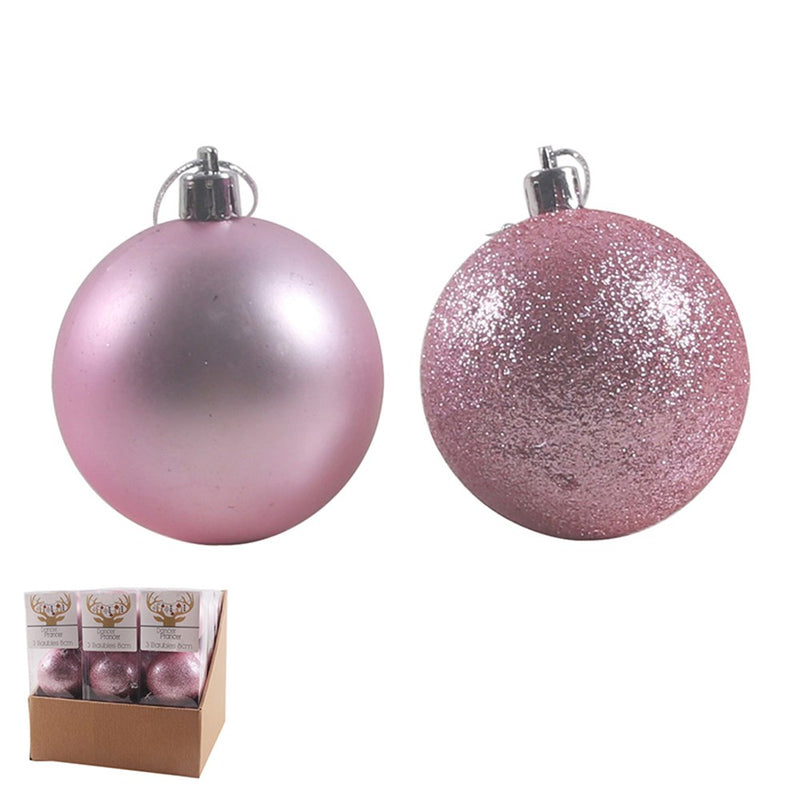 Baubles Flamingo Pink 8cm 3pk