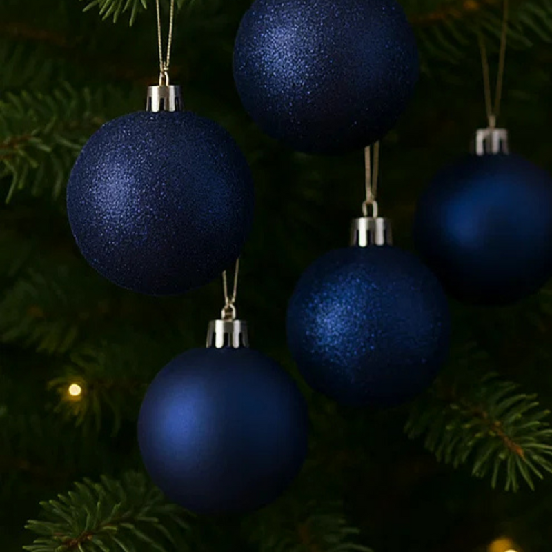 Baubles Navy Blue 6cm 6pk
