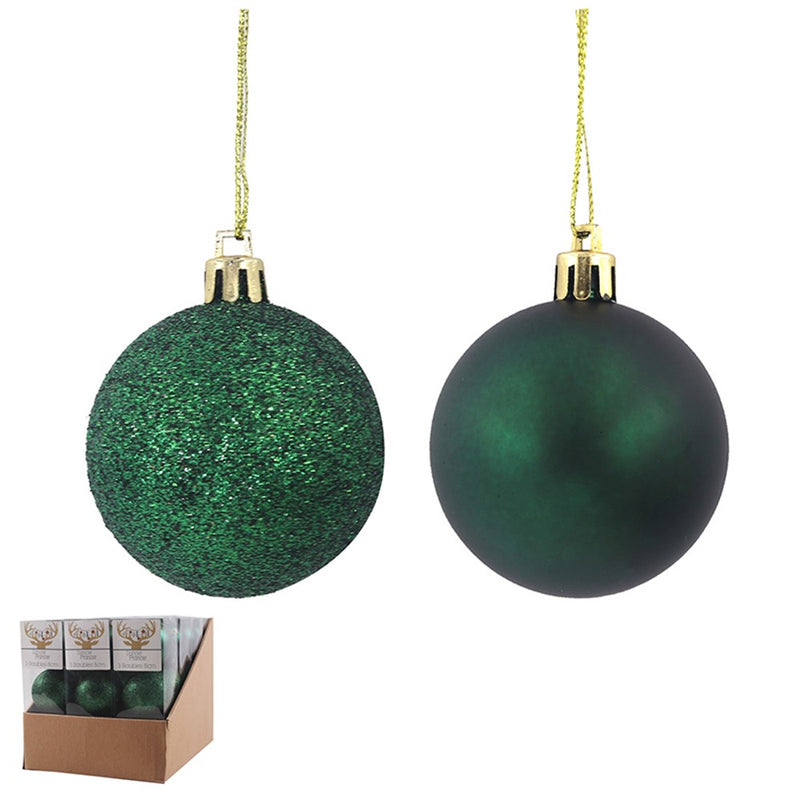 Baubles Emerald 8cm 3pk
