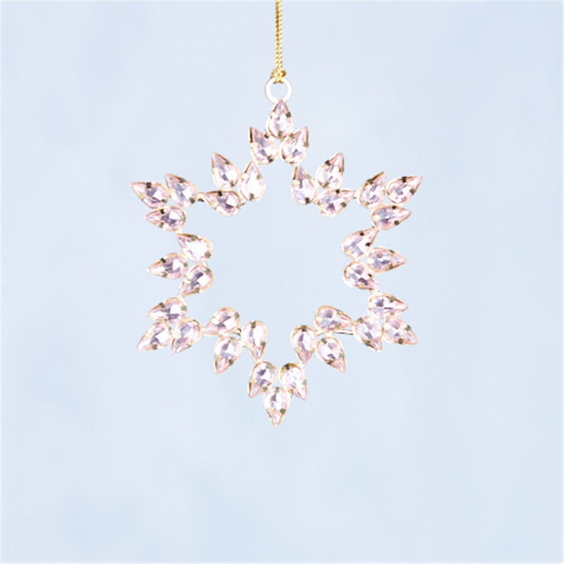 Pink Glass Star Tree Decoration 12cm