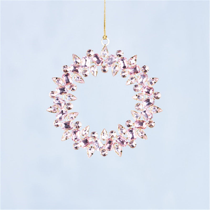 Pink Glass Wreath Tree Decoration 13cm