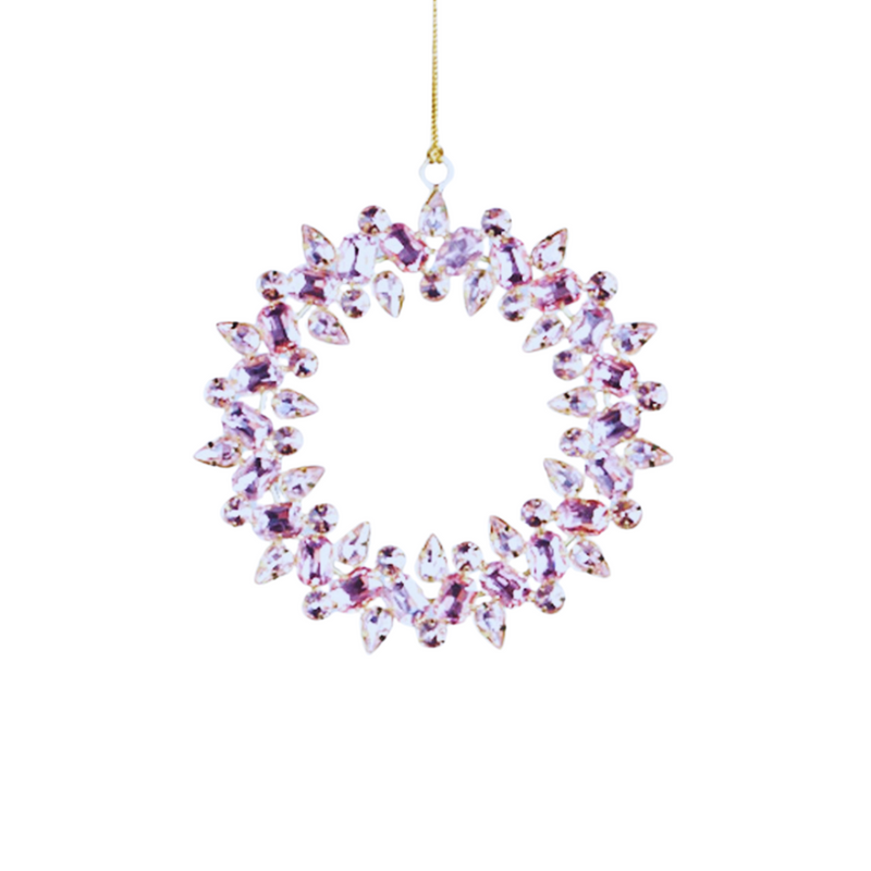 Pink Glass Wreath Tree Decoration 13cm
