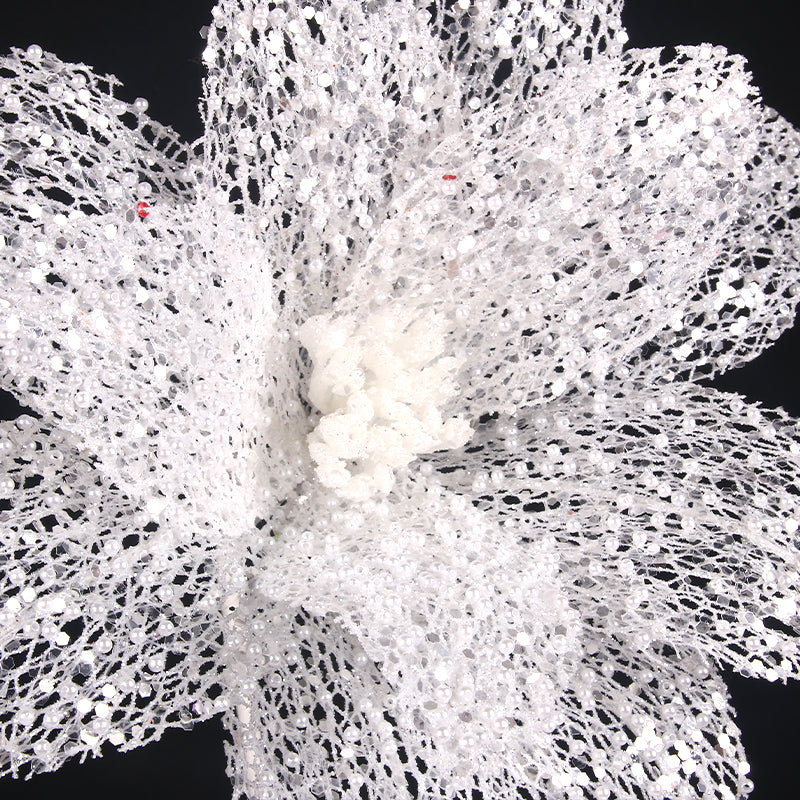 White Lace Poinsettia Flower Stem D31cm