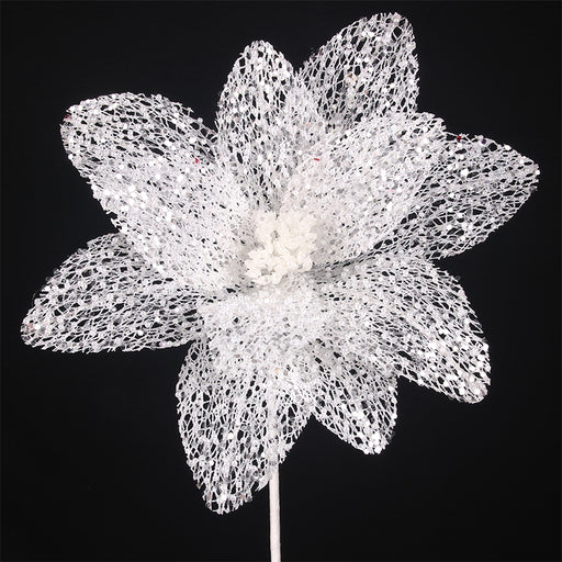 White Lace Poinsettia Flower Stem D31cm