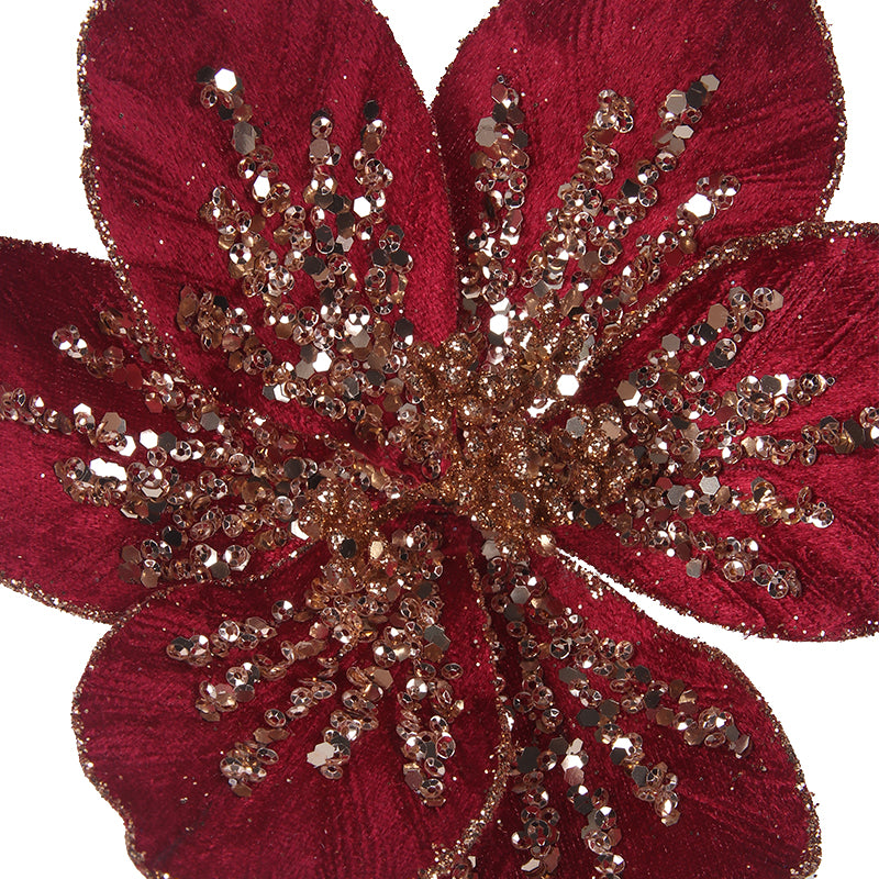 Burgundy Magnolia with Clip D19cm