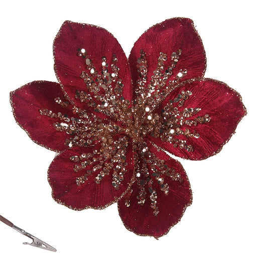 Burgundy Magnolia with Clip D19cm