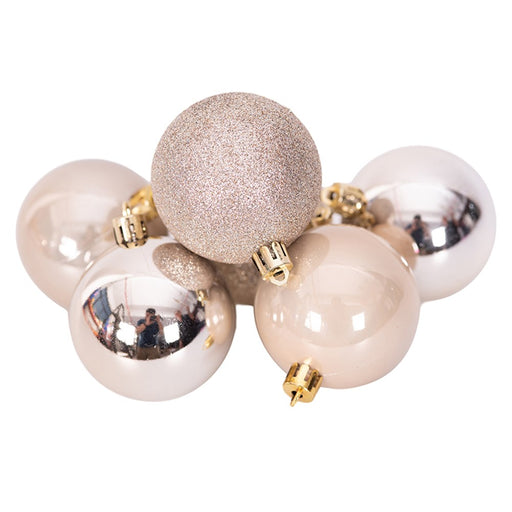 Tube of 6 champagne shatterproof baubles